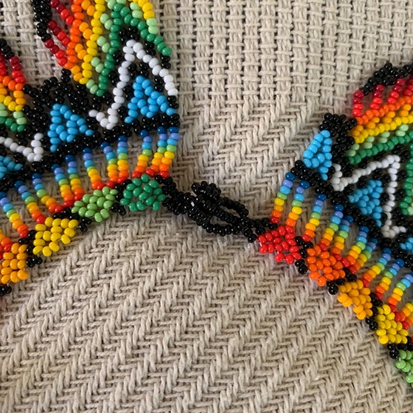 Handmade Beadwork Native American Rainbow Collar Necklace - Picture 4 of 5